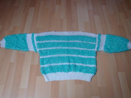 Svetr proužkovaný - tyrkysovo-bílý, vel. 40/42, 40