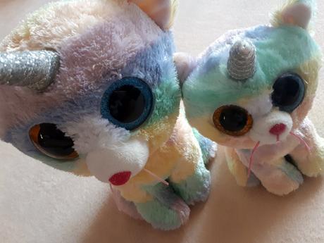 Ty heather, dvě plyšové duhové kočičky - 15 a 20cm,