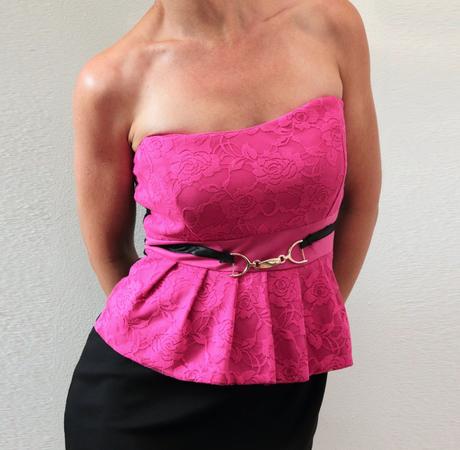 Černo-růžové peplum minišaty vel.s-m, m