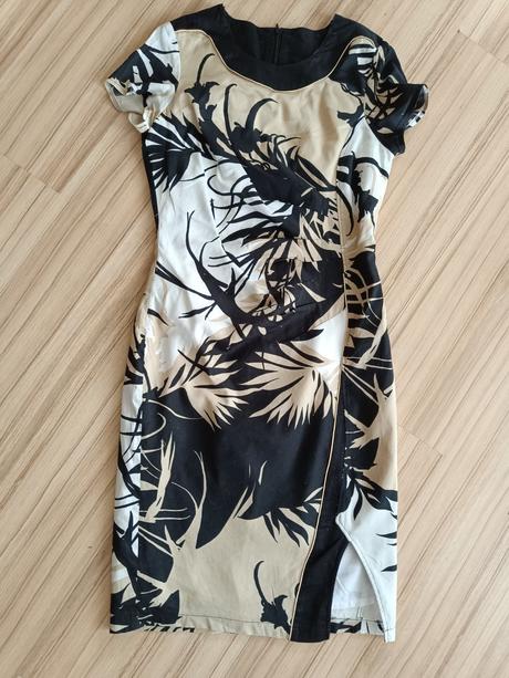 Béžovočernobílé šaty společenské 38/10, m