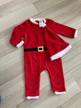Overal santa claus s čepicí h&m, v. 74-80 nový, 74 / 80