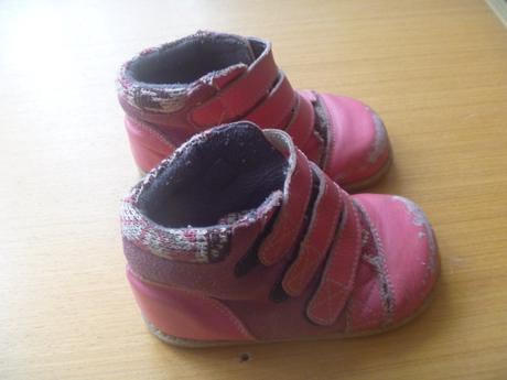 Růžové koženkové barefoot kotníčkové boty v. 24-25, 24