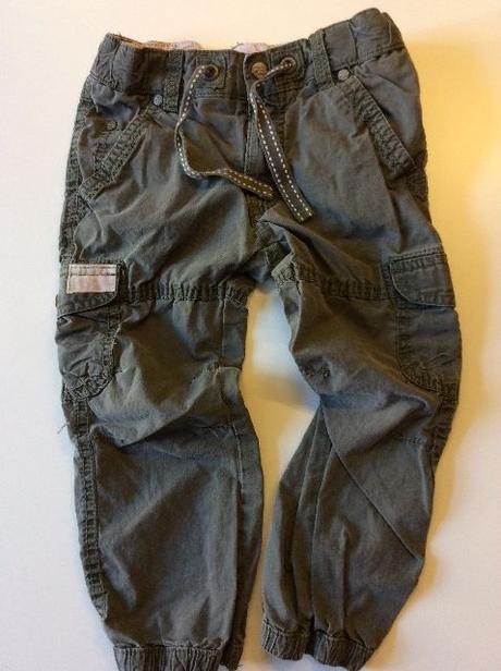 Khaki plátěné rollupky kalhoty pro holčinky, h&m,98