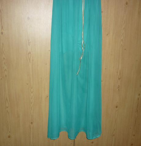 Zelené dlouhé šaty se zlatým páskem made in italy, s