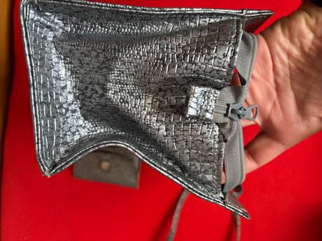 Retro-vintage stribrna kabelka s malou peněženkou, 