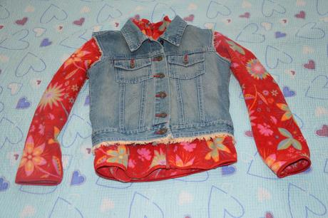 128 fleesová mikina a džínová vesta, h&m,128