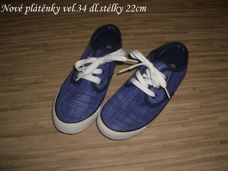 Nové plátěnky vel.34 stélka 22cm, 34