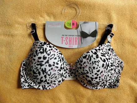 Leopardí bílá modrá růžová podprsenka hladká, atmosphere,75b