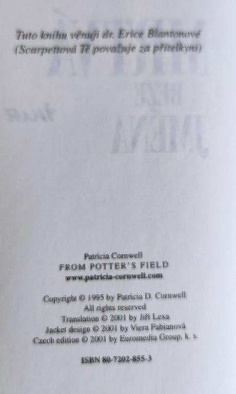 Kniha "mrtvá beze jména", p. cornwell, 