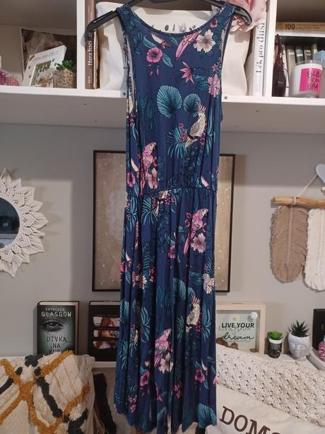 Asymetrické šaty s ptáčky, h&m,164