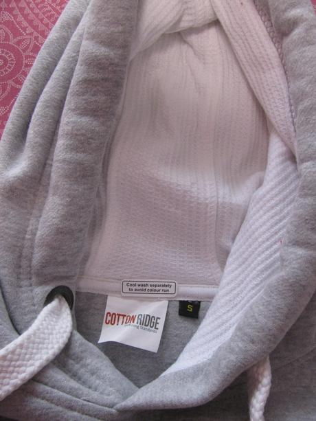Šedá teplá bavlněná mikina s kapucí cottonridge, s