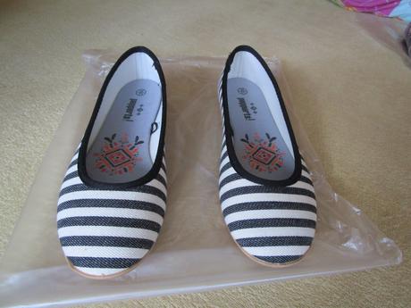 Nové pěkné balerínky, černobílý proužek, vel. 36,, pepperts,36
