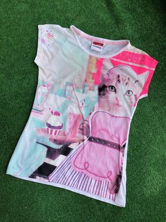 Dívčí tričko s kočičkou servírkou, 134