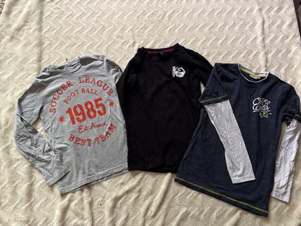 3 trička dlouhý rukávem 146/152, benetton, benetton,146