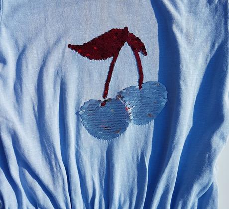 M94 dívčí šaty s krátkým rukávem třešně v. 134-140, tcm,134