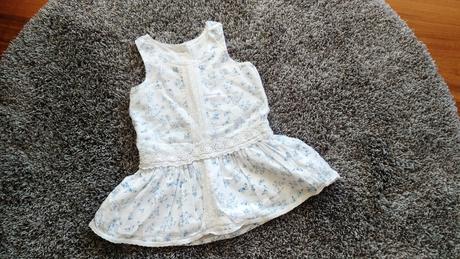 Letní šatičky / šaty bílé s modrými kytičkami bavl, 86