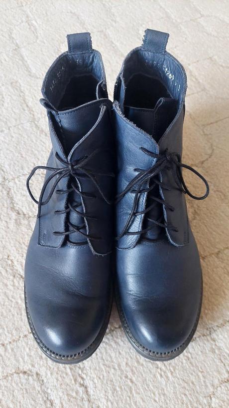 Modré kožené zateplené boty, vel. 39, 39