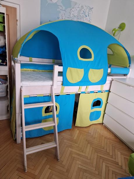 Zvýšená dětská postel domestav domino, šířka (cm): 90,délka (cm): 200