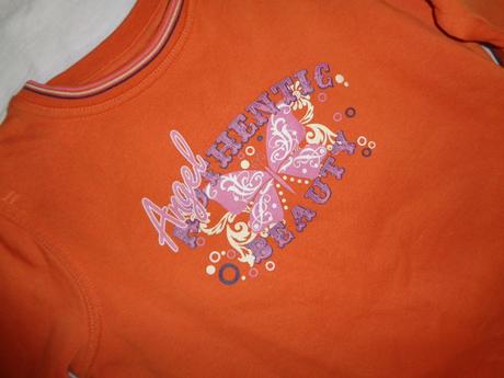 Teploučká oranžová mikina s motýlkem 146-152, 146