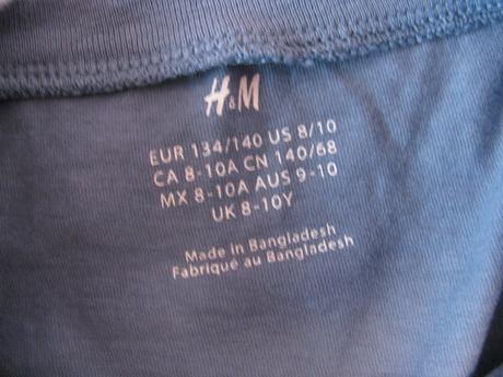 Světle modré elastické bavlněné tričko h&m, h&m,140