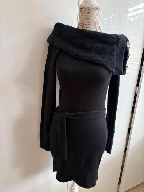 Černé dlouhé pletené šaty ve velikosti xs z orsay, orsay,xs