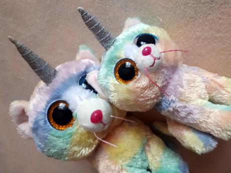 Ty heather, dvě plyšové duhové kočičky - 15 a 20cm,