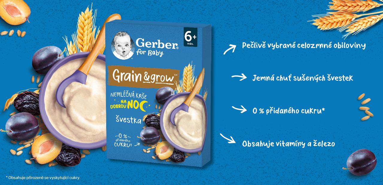 GERBER nemléčná kaše pšenično-ovesná švestka 200 g