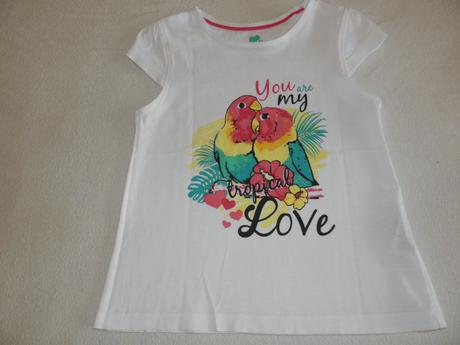 Bílé tričko s papoušky zn. lupilu vel.110/116, lupilu,110