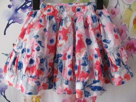 Plátěná volánková sukně s kytičkami, 110