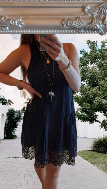 H&m černé šaty s krajkovými detaily, h&m,36