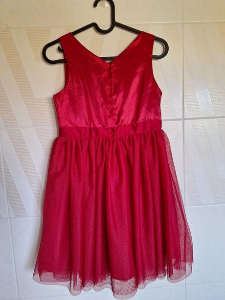 Šaty zn. h&m sváteční, vánoční - červené v. 140, h&m,140