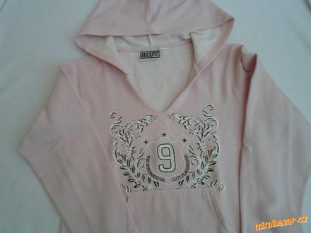 Růžová mikina s kapucí, l