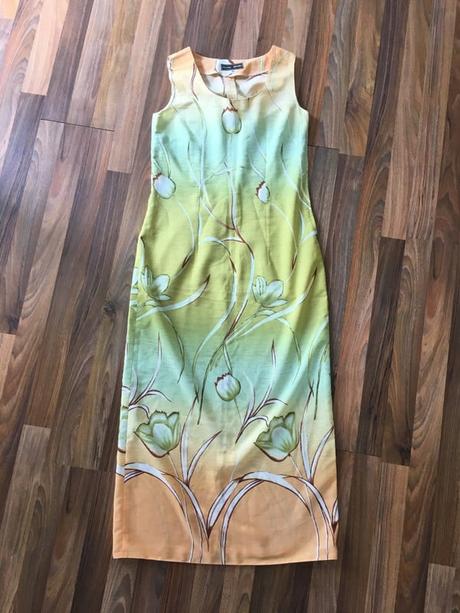 Zelenkavé maxišaty s rozparkem, vel m/l, firma bun, s