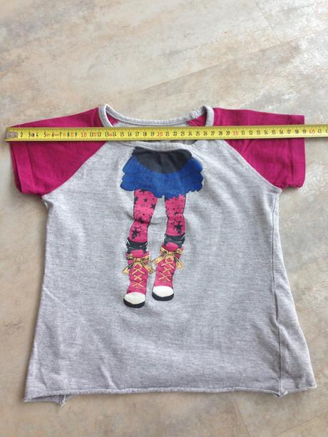 Tričko crazy girl 4-5 let šedá vínová holka s tutu, 104