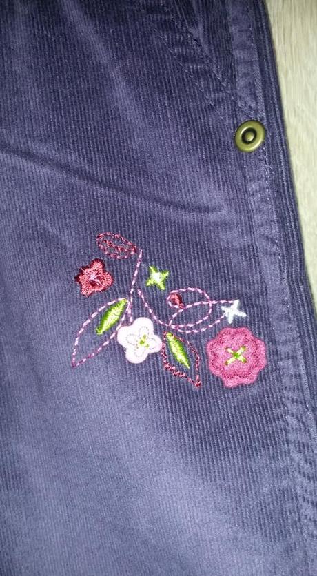 Fialové manšestráky s kšandami vel. 116, 116