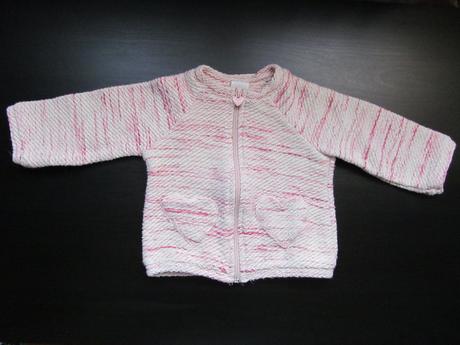 Dívčí svetr na zip, c&a, růžovo-bílý, vel. 92, c&a,92