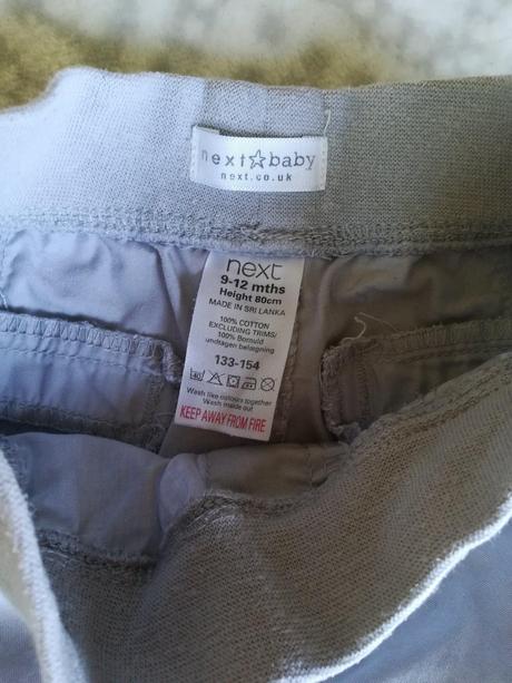 Bavlněné plátěné světle šedé kalhoty, next,80