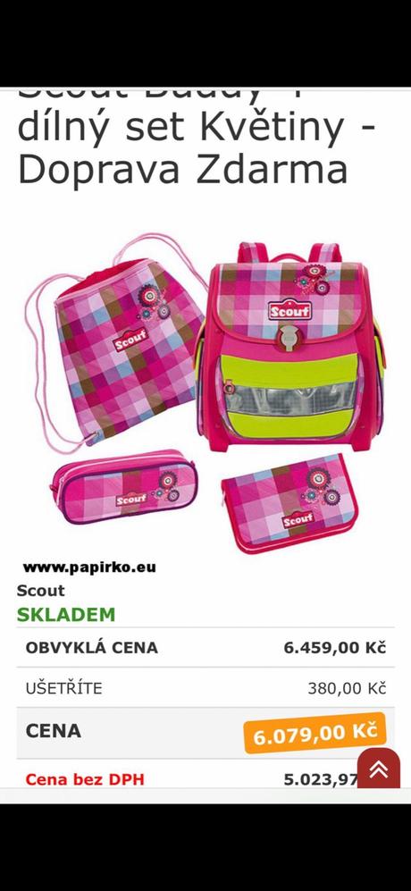 Školní aktovka scout 1-4 třída velká sada,