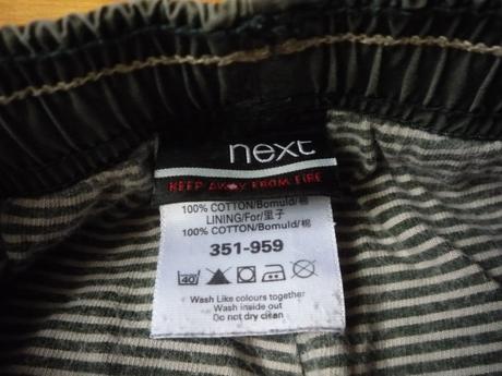 Bavlnou podšité pláťáky zelené, next,98