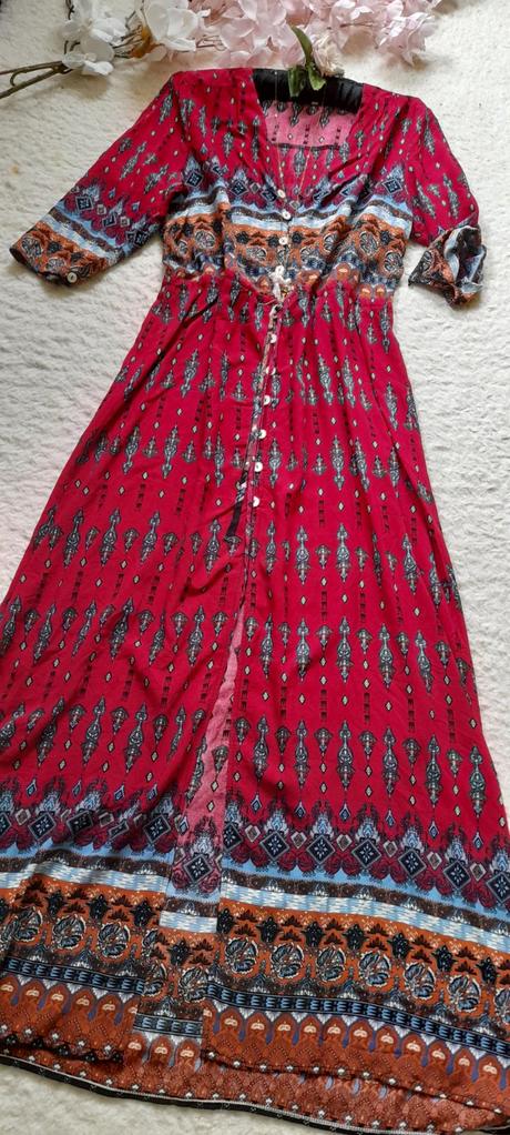 Vzorované letní dlouhé šaty, l