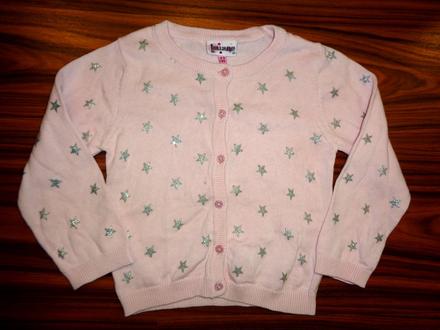 Růžový přízový svetr - stříbrné hvězdičky, 98