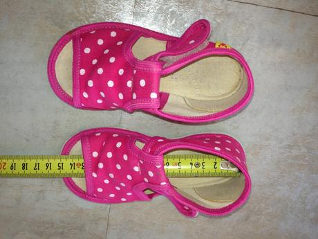 Růžová tečka bačkůrky rak noha 13,5cm, vel. 21, rak,21