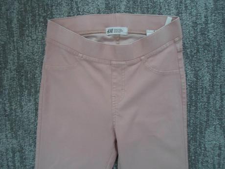 Růžové legíny tregíny džegíny kalhoty skinny, h&m,158