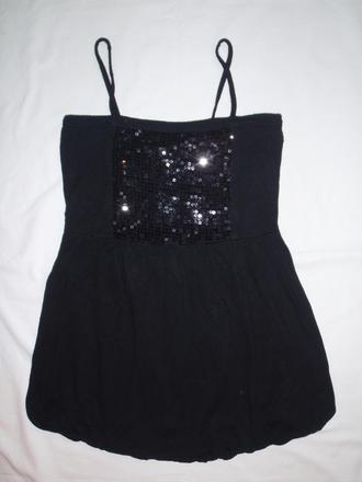 Super černý balónový top s flitrama, young dimension,152