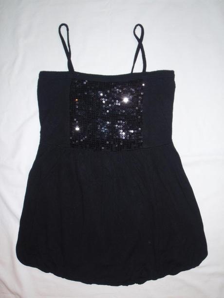 Super černý balónový top s flitrama, young dimension,152