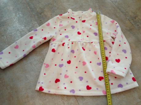 Mikina tunika srdíčka bílá ff 4-5let flauš hřejivá, f&f,110