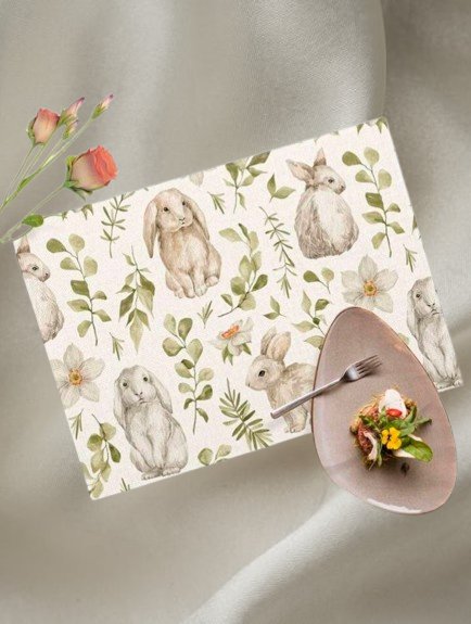 Velikonoční prostírání 4ks se zajíčky a květinami, 
