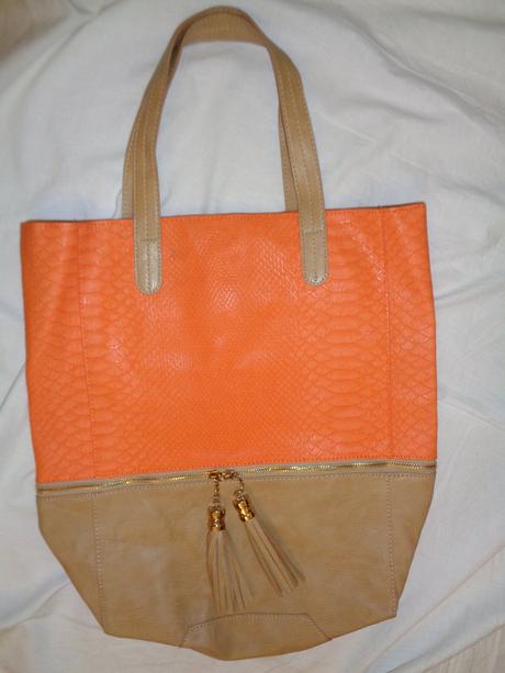 Super oranžovohnědá velká koženková kabelka,