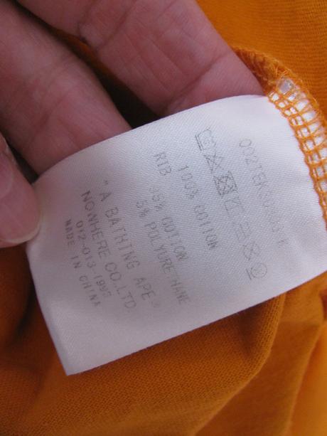 Bavlněné oranžové tričko s potiskem bape kids, 134