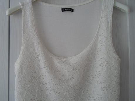 Bílé krajkové tričko tílko bílý top amisu, amisu,m
